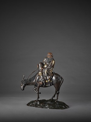 Lot 16 - A SPECTACULAR AND MASSIVE PARCEL GILT BRONZE FIGURE OF TOBA SEATED ON A MULE