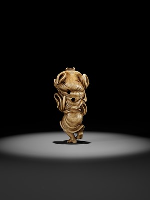 Lot 172 - IKKOSAI: A POWERFUL IVORY NETSUKE OF OMORI HIKOSHICHI ENCOUNTERING THE DEMONESS