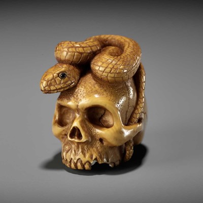 Lot 477 - ALEXANDER DERKACHENKO: SKULL AND SNAKE, MEMENTO MORI