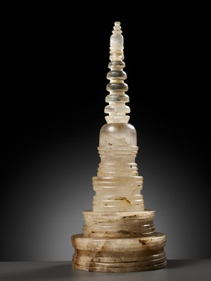 Lot 217 - A RARE ROCK CRYSTAL RELIQUARY IN THE FORM OF A STUPA, ANCIENT REGION OF GANDHARA OR SRI LANKA, 1ST-4TH CENTURY