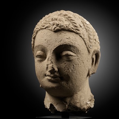 Lot 387 - A STUCCO HEAD OF BUDDHA, ANCIENT REGION OF GANDHARA