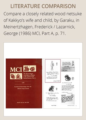 A WOOD NETSUKE OF KAKKYO’S WIFE AND CHILD