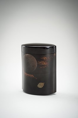 Lot 216 - GOZAN: A LARGE LACQUER TWO-CASE INRO WITH A MOONLIT SKY AND A POEM
