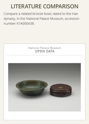 Lot 73 - A BRONZE BOWL, XI, HAN DYNASTY