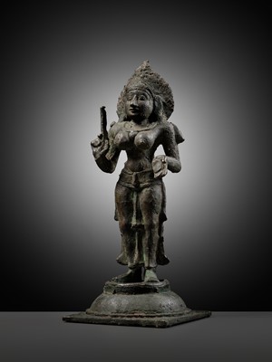 Lot 279 - A BRONZE FIGURE OF KALI, CHOLA PERIOD