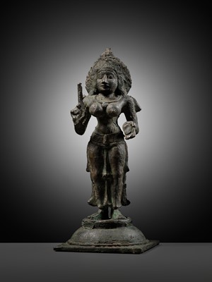 Lot 279 - A BRONZE FIGURE OF KALI, CHOLA PERIOD