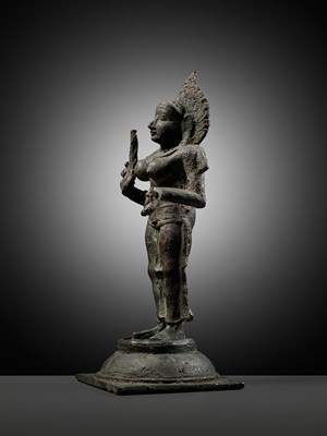 Lot 279 - A BRONZE FIGURE OF KALI, CHOLA PERIOD