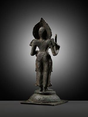 Lot 279 - A BRONZE FIGURE OF KALI, CHOLA PERIOD