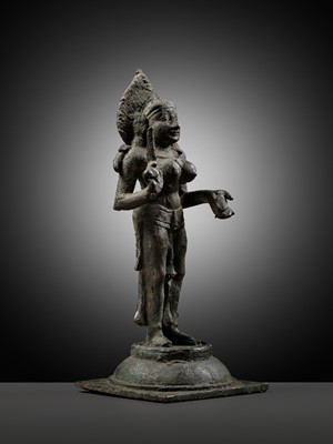 Lot 279 - A BRONZE FIGURE OF KALI, CHOLA PERIOD
