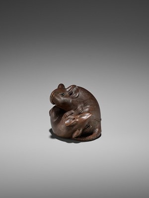 Lot 308 - GYOKUMIN: A SUPERB NAGOYA SCHOOL WOOD OKIMONO OF TWO RATS