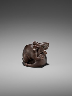 Lot 308 - GYOKUMIN: A SUPERB NAGOYA SCHOOL WOOD OKIMONO OF TWO RATS