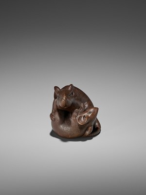 Lot 308 - GYOKUMIN: A SUPERB NAGOYA SCHOOL WOOD OKIMONO OF TWO RATS