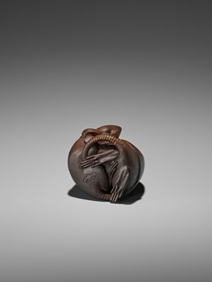 Lot 308 - GYOKUMIN: A SUPERB NAGOYA SCHOOL WOOD OKIMONO OF TWO RATS
