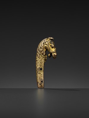 Lot 328 - A GILT BRONZE ‘LONGMA’ HILT, XUANDE PERIOD