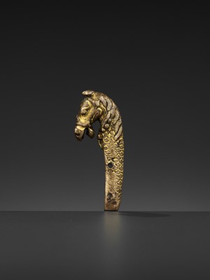 Lot 328 - A GILT BRONZE ‘LONGMA’ HILT, XUANDE PERIOD