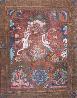 Lot 1505 - A THANGKA OF HAYAGRIVA, c. 1900s