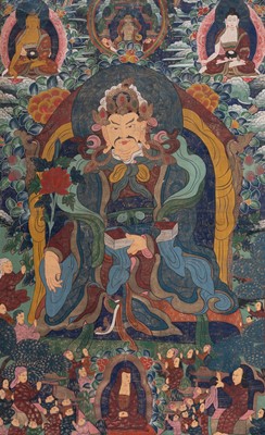 Lot 29 - A LARGE THANGKA OF A NOBLEMAN, c. 1900s