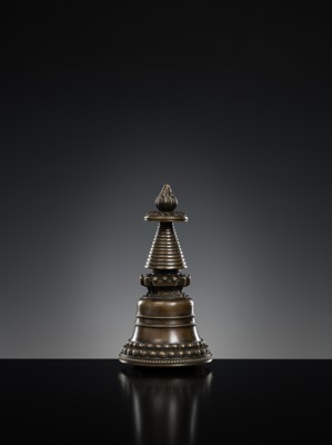 Lot 280 - A BRONZE STUPA, KADAMPA STYLE, TIBET, 13TH CENTURY