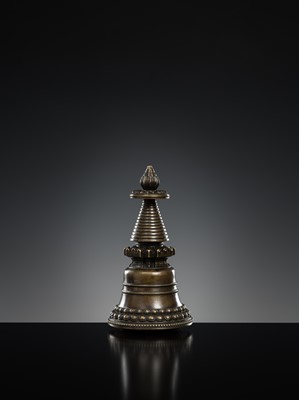 Lot 280 - A BRONZE STUPA, KADAMPA STYLE, TIBET, 13TH CENTURY