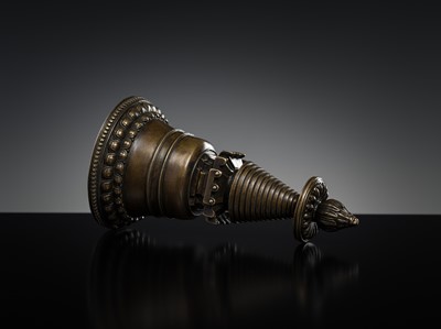 Lot 280 - A BRONZE STUPA, KADAMPA STYLE, TIBET, 13TH CENTURY