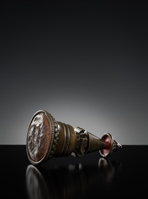 Lot 280 - A BRONZE STUPA, KADAMPA STYLE, TIBET, 13TH CENTURY