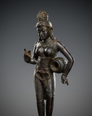 Lot 603 - A RARE BRONZE FIGURE OF LAKSHMI, JAVA, 8TH-9TH CENTURY