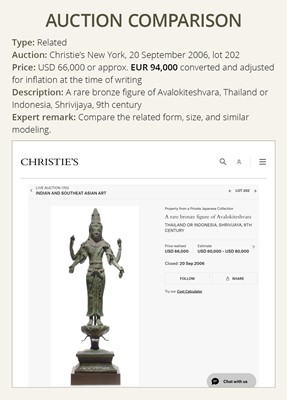 Lot 412 - A BRONZE FIGURE OF PADMAPANI, CENTRAL JAVA
