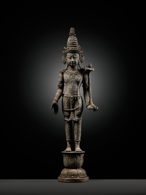 Lot 412 - A BRONZE FIGURE OF PADMAPANI, CENTRAL JAVA