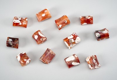 Lot 1114 - A LOT WITH 12 FINE CARNELIAN AGATE BEADS