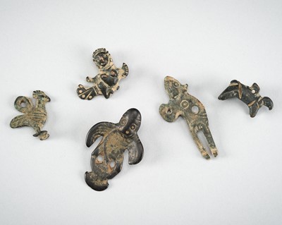 Lot 1319 - A LOT WITH FIVE LURISTAN BRONZE PENDANTS, 8TH - 2ND CENTURY BC