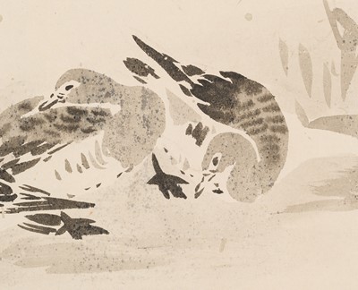 Lot 311 - A KANO SCHOOL PAINTING OF WILD GEESE AMONGST REEDS