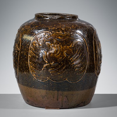 A BROWN GLAZED STONEWAR MARTABAN JAR, SOUTHEAST ASIA, 18TH-19TH CENTURY