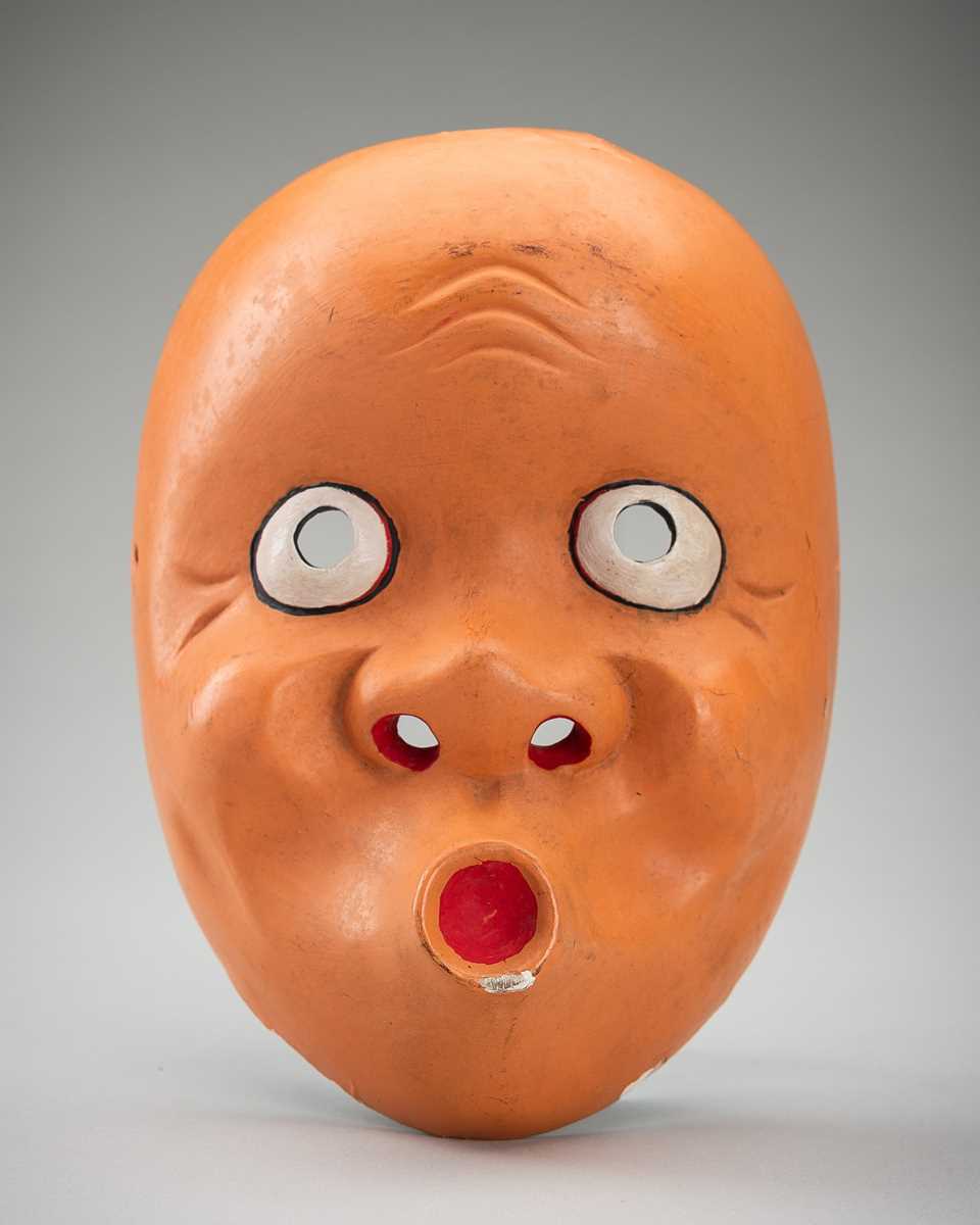 A LACQUERED WOOD MASK OF HYOTTOKO