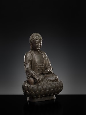 Lot 315 - A BRONZE FIGURE OF BUDDHA BHAISAJYAGURU, MING DYNASTY