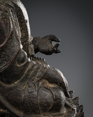 Lot 316 - A BRONZE FIGURE OF BUDDHA SHAKYAMUNI, MING DYNASTY