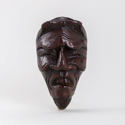 Lot 489 - MIWA: A WOOD NOH MASK NETSUKE OF SHIWAJO