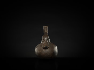 Lot 129 - A CERAMIC STIRRUP-SPOUT VESSEL IN THE FORM OF A DUCK, MOCHE CULTURE