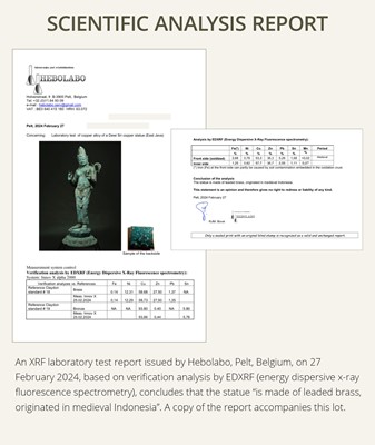 Lot 223 - A RARE AND EXCEPTIONALLY LARGE BRONZE FIGURE OF DEWI SRI, BORNEO, 12TH CENTURY