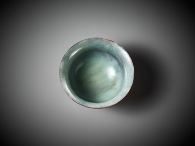 Lot 88 - AN EXCEEDINGLY RARE CINNABAR LACQUER-EMBELLISHED JADE BOWL, QIANLONG PERIOD