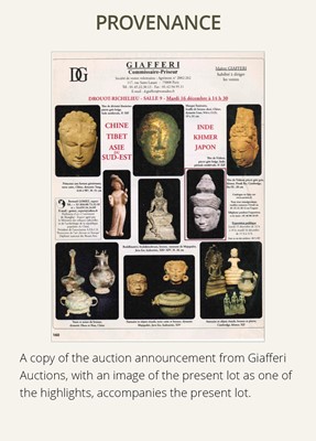 Lot 345 - A SANDSTONE HEAD OF VISHNU, ANGKOR PERIOD, 10TH-12TH CENTURY