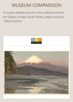 Lot 357 - HIROSHI YOSHIDA: FUJIYAMA FROM OKITSU