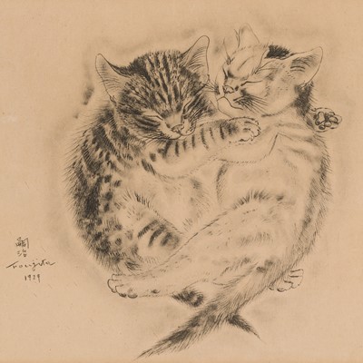 Lot 294 - LEONARD TSUGUHARU FOUJITA (1886-1968), ATARA AND HESSION, FROM A BOOK OF CATS