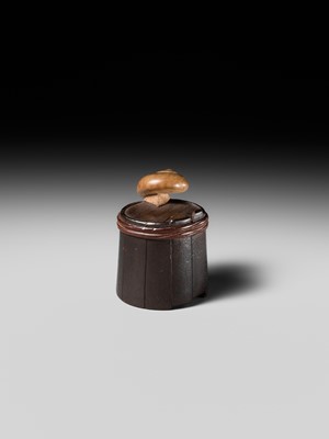 Lot 174 - SHIGEMASA: A SUPERB WOOD NETSUKE OF A SNAIL ON BUCKET