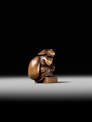 Lot 236 - HO RAKUMIN: A FINE WOOD NETSUKE OF DAIKOKU