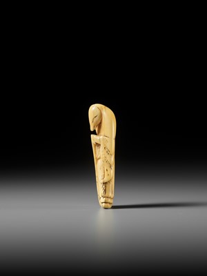 Lot 61 - A FINE IVORY NETSUKE OF A FOX PRIEST (HAKUZOSU)