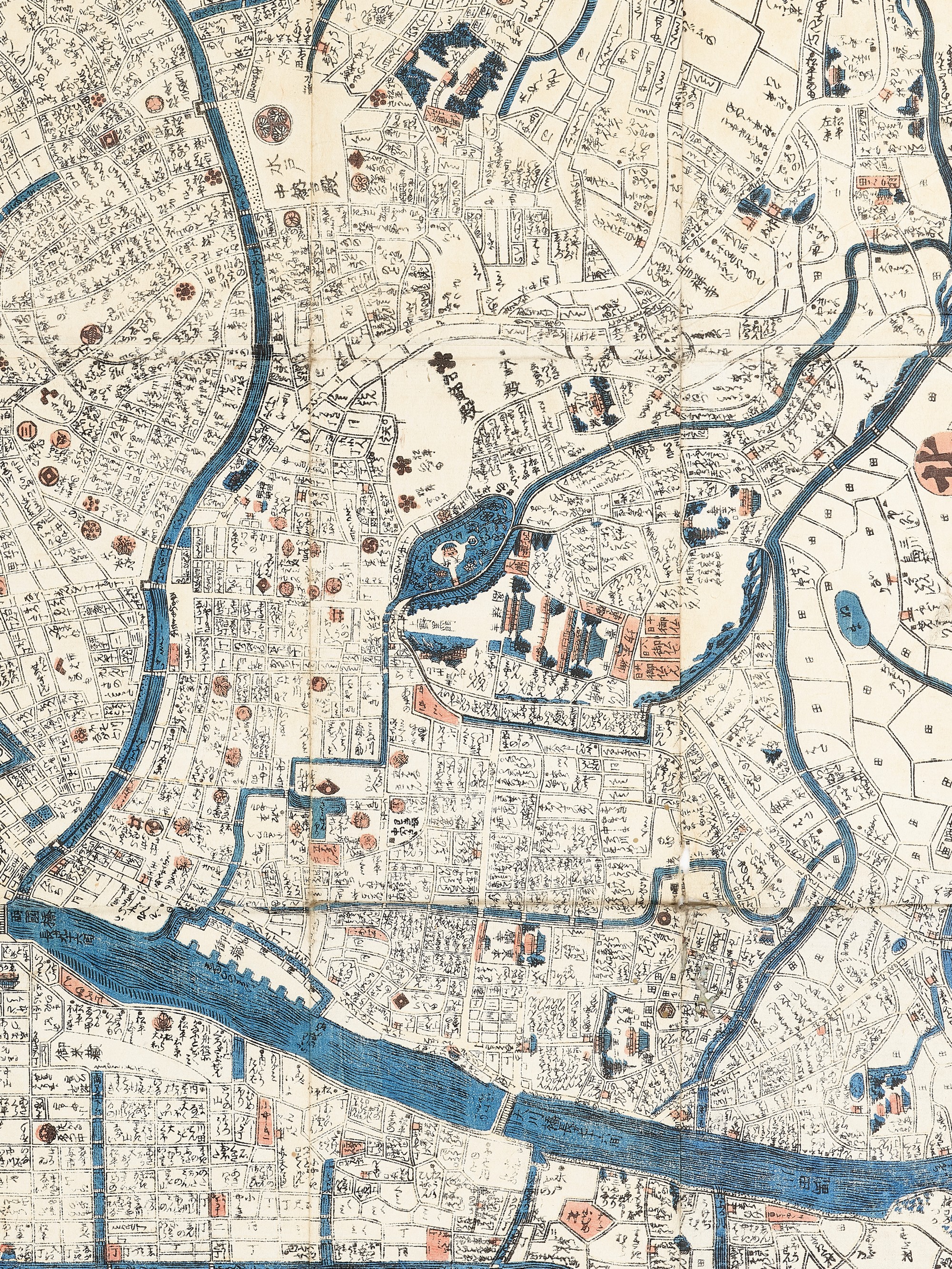 Lot 287 - A LARGE COLOR WOODBLOCK PRINT OF A MAP OF