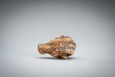 Lot 1422 - A SMALL BACTRIAN STONE CARVING OF A GOAT HEAD