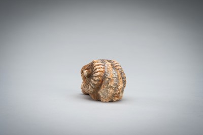 Lot 1422 - A SMALL BACTRIAN STONE CARVING OF A GOAT HEAD