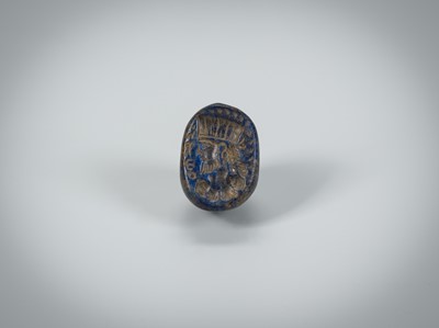 Lot 1343 - A BACTRIAN LAPIS LAZULI INTAGLIO SEAL WITH A PORTRAIT, c. 2ND CENTURY BC