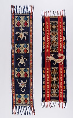 Lot 1164 - TWO SUMBA IKAT PANELS WITH SHELL DESIGNS, EARLY 20TH CENTURY